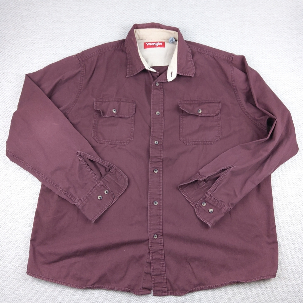 Wrangler Button Down Long Sleeve Shirt, Maroon, Men's Size XL, Vintage